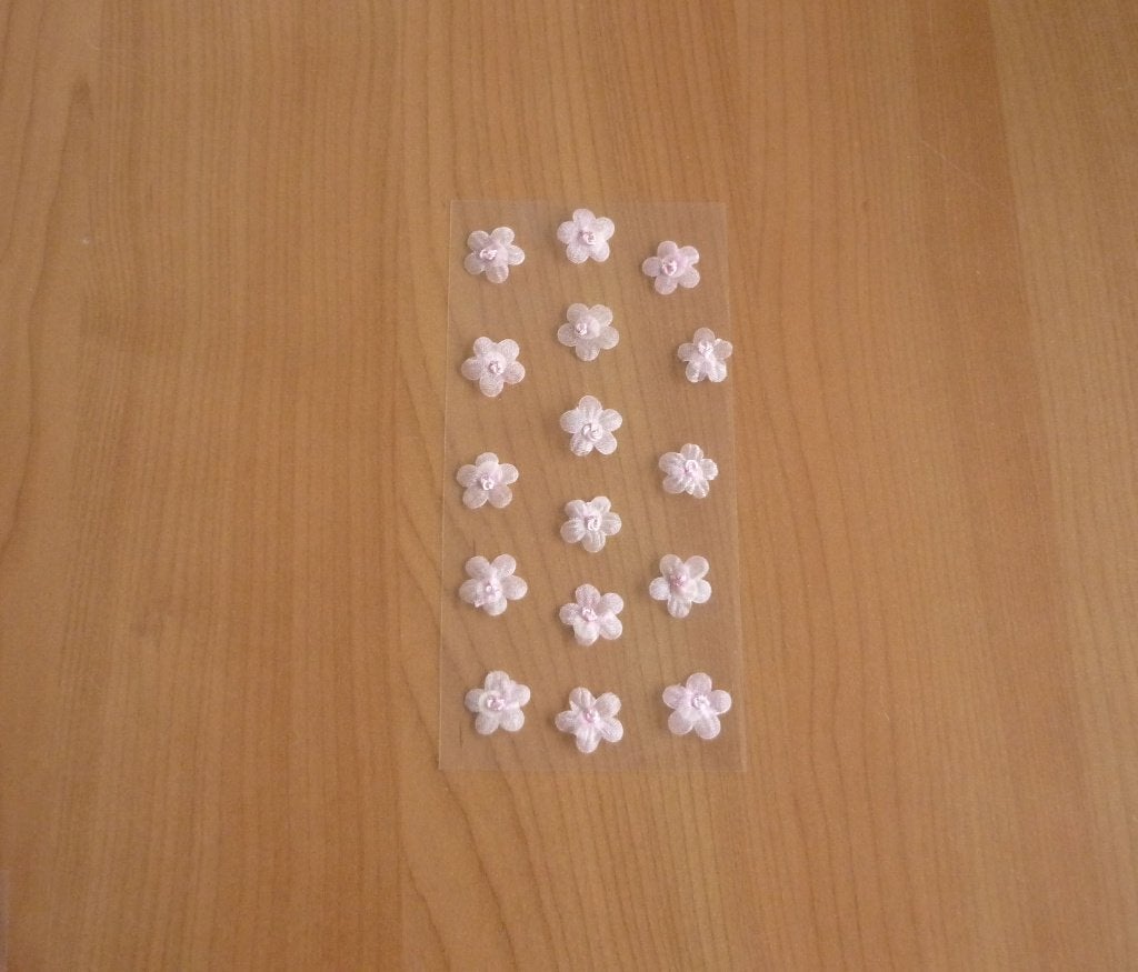 Vel van 16 DIY 3D roze textielen organza bloem stickers, Ophalen of Verzenden