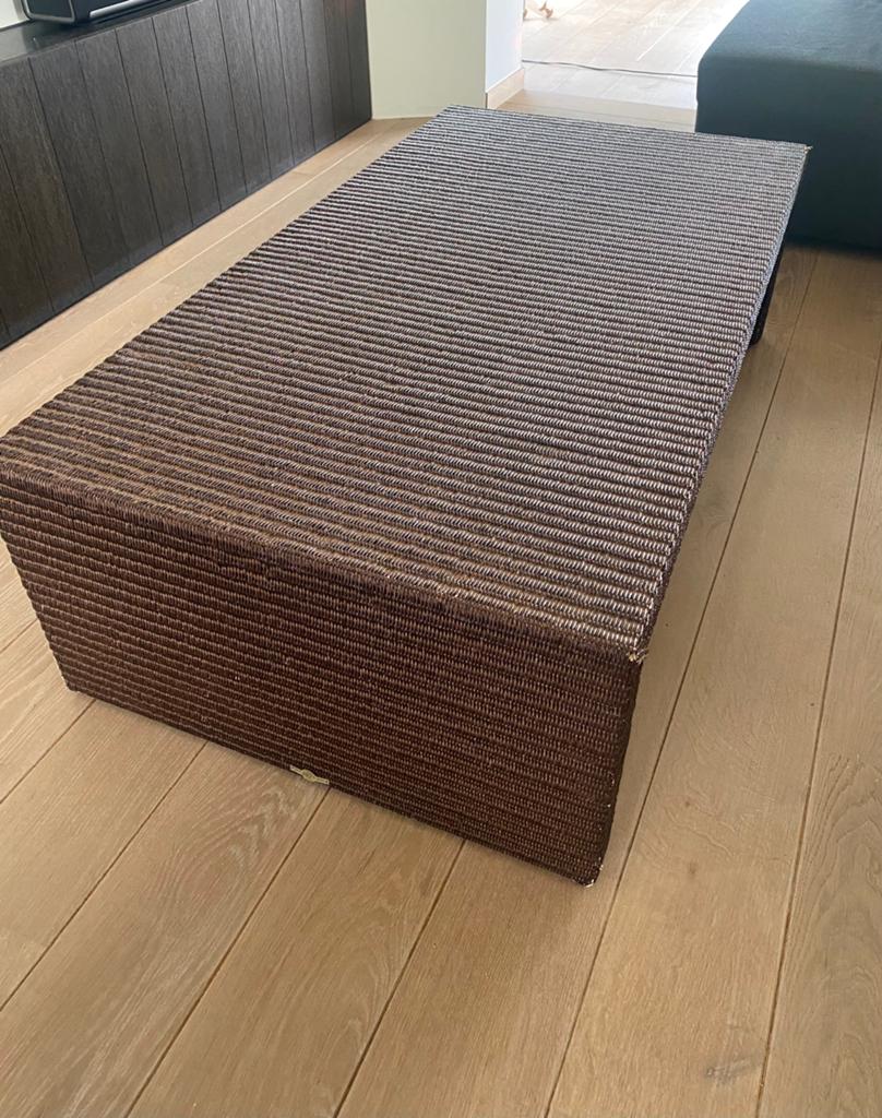 Salontafel  bruin riet, Ophalen, Gebruikt, 100 tot 150 cm, 50 tot 100 cm
