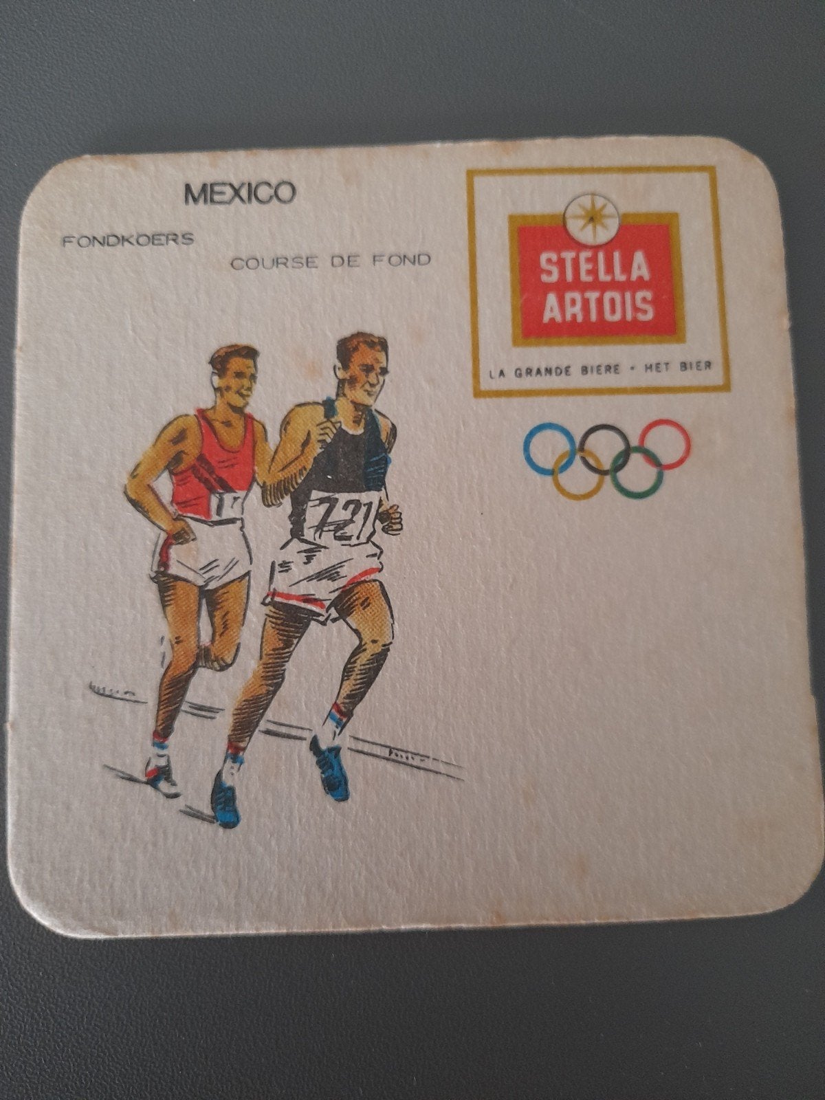 Tapis à bière Stella Artois pour les Jeux Olympiques de 1968, Collections, Enlèvement ou Envoi, Stella Artois