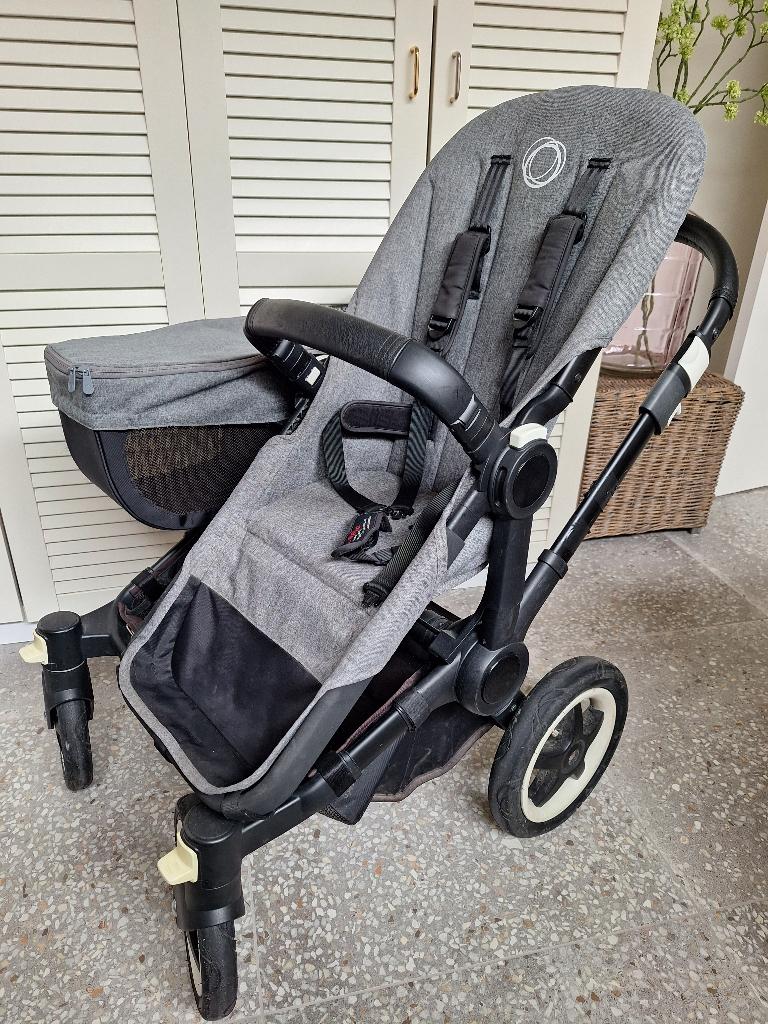 Bugaboo Donkey Duo-zit Zwart & Grey Melange, Kinderen en Baby's, Kinderwagens en Combinaties, Gebruikt, Bugaboo, Verstelbare duwstang