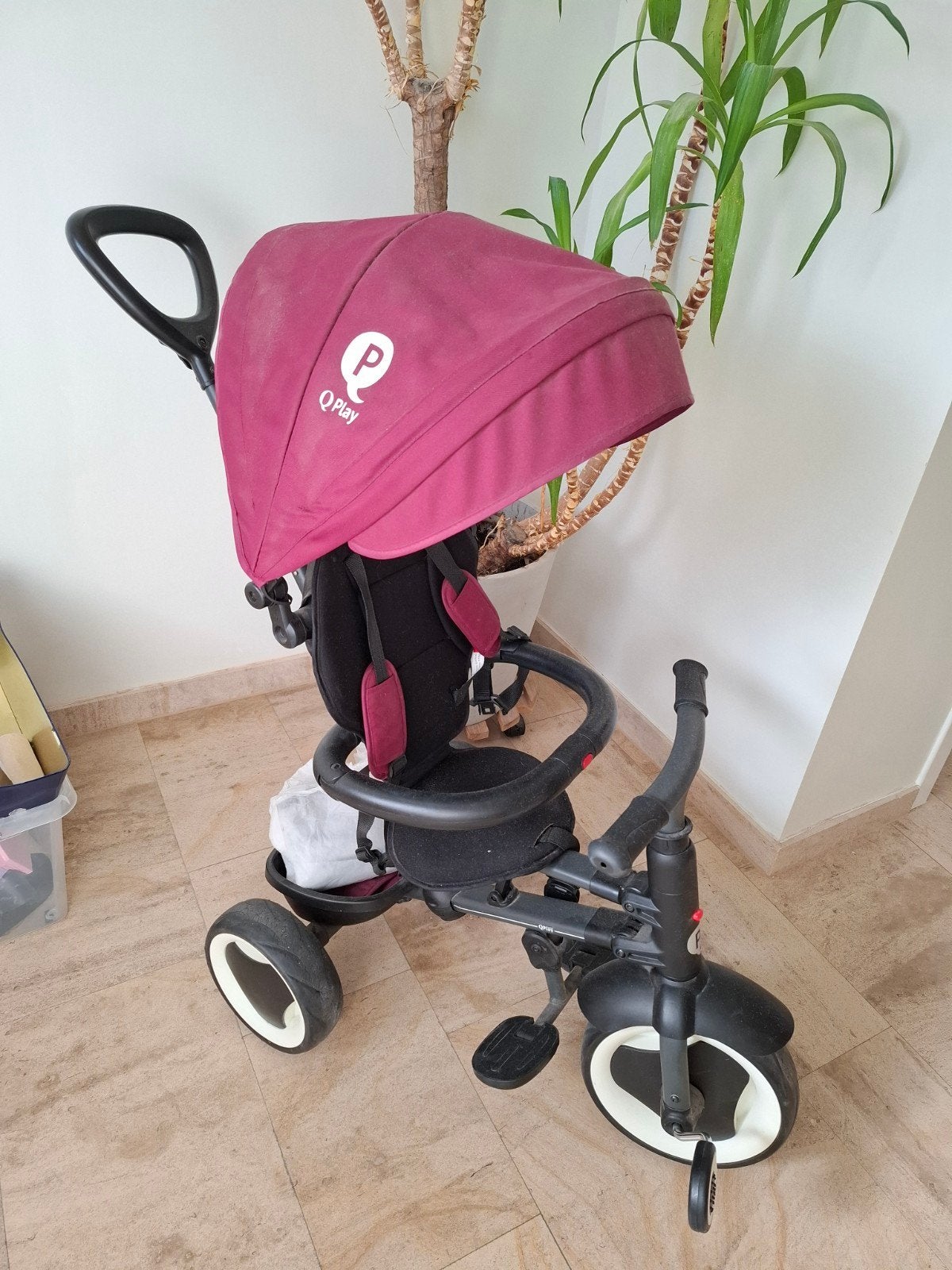 QPlay Rito kinderdriewieler met duwstang en zonnekap, Ophalen, Gebruikt, Qplay rito, Duwstang