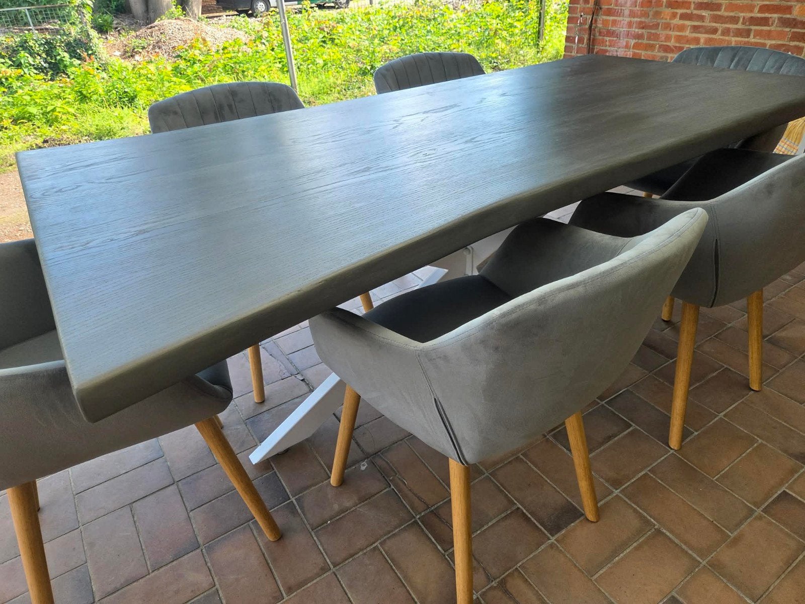 Massief eiken boomstamtafel, Neuf, Enlèvement, 50 à 100 cm, Chêne
