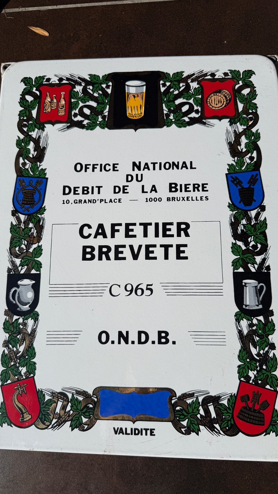 Plaque émaillée cafetier brevete, Collections, Marques & Objets publicitaires, Enlèvement, Neuf