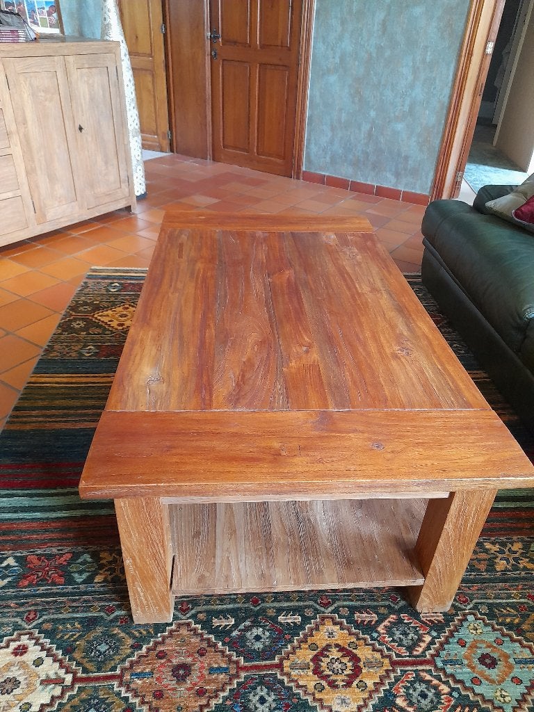 Table salon teck, Teck, 100 à 150 cm, Comme neuf, Enlèvement
