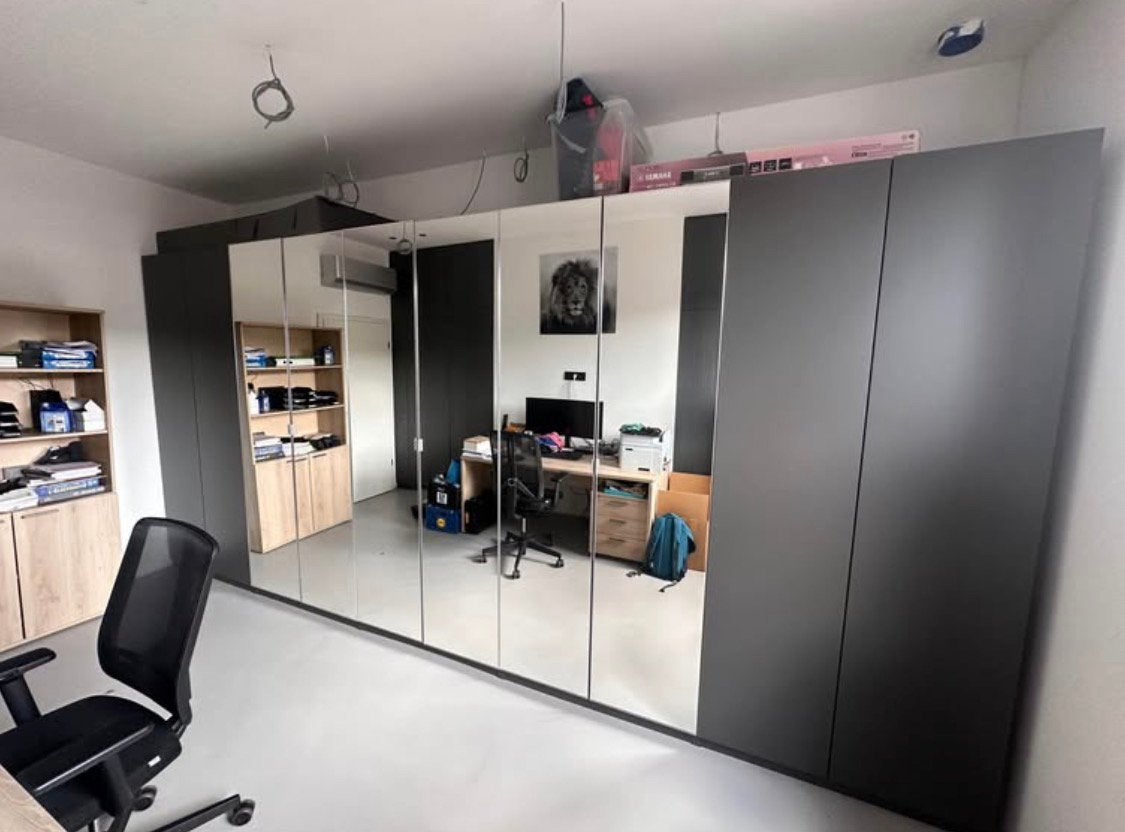 Dressing IKEA gris anthracite avec miroir 500 x 236 x 58 cm, Ophalen, Overige materialen, 200 cm of meer, Met klep(pen)