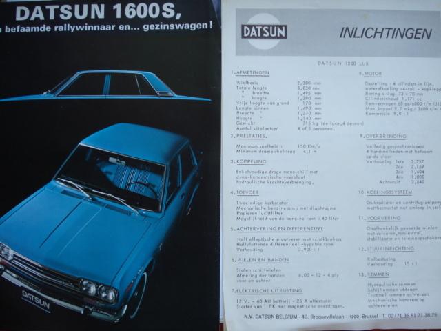 Datsun 1600S 1970 1200 Bluebird Sunny Brochure LOT of 3, Boeken, Auto's | Folders en Tijdschriften, Verzenden, Gelezen, Nissan