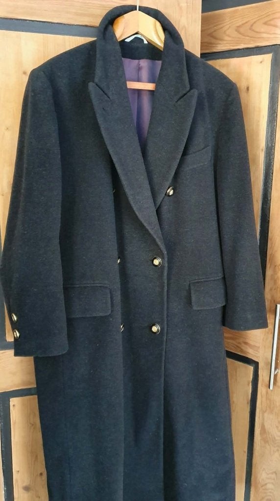 KLASSIEKE MARINEBLAUWE WOLLEN JAS MAAT 44, Kleding | Dames, Jassen | Winter, Ophalen, Zo goed als nieuw, Maat 42/44 (L), Blauw