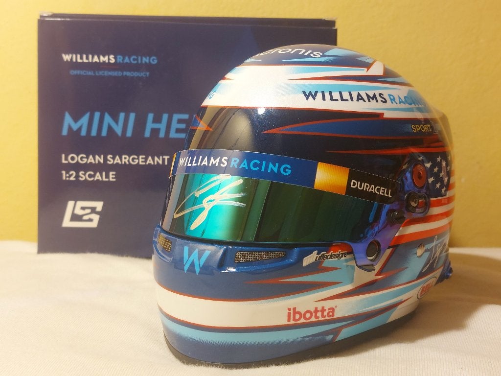 Mini-casque Logan Sargeant Williams F1 2023 SIGNED 1:2, Envoi, Neuf, ForTwo
