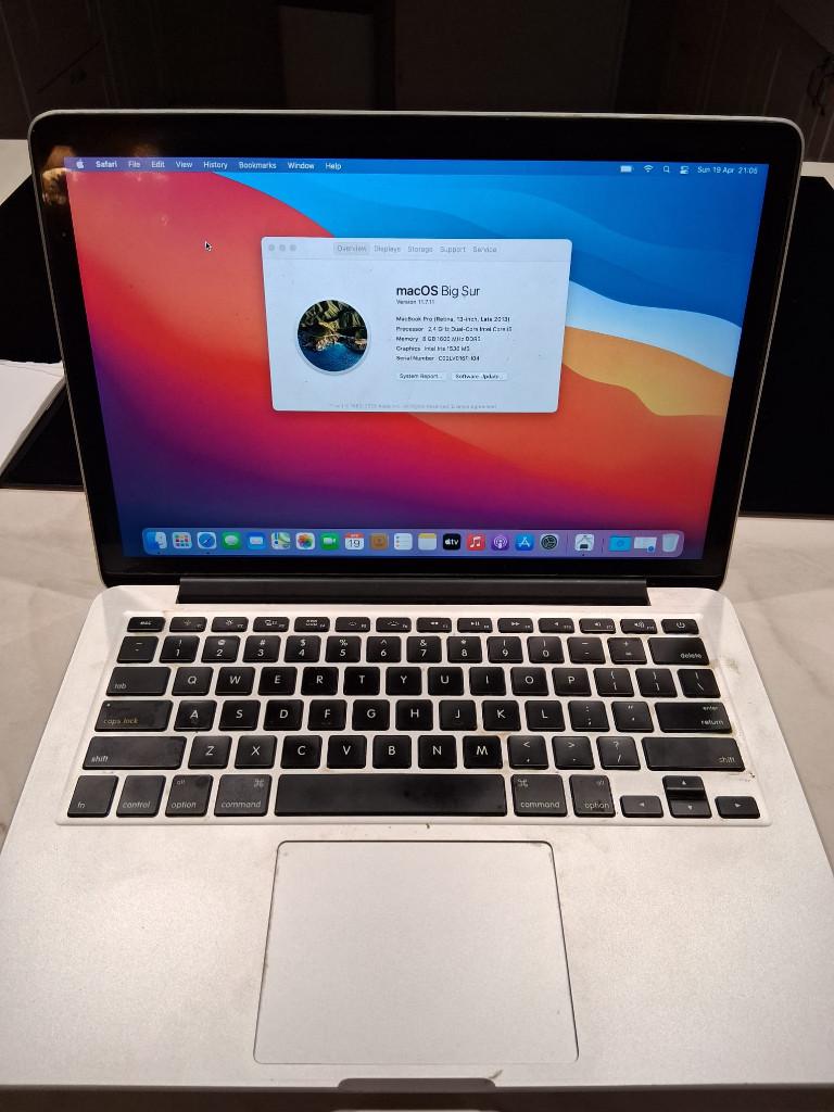 Apple MacBook Pro 13" Retina (2013) - QWERTY, Computers en Software, Ophalen, Gebruikt, 256 GB, 2 tot 3 Ghz
