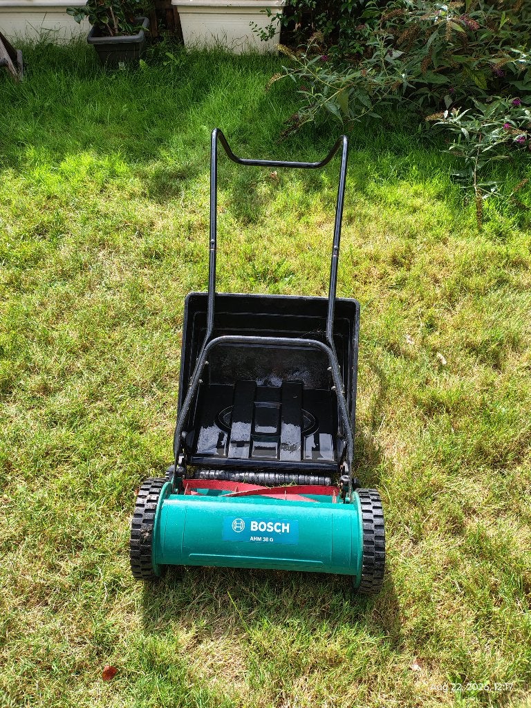 Bosch AHM 38 G handmatige spiraalvormige grasmaaier, Ophalen, Zo goed als nieuw, Opvangbak, Minder dan 90 cm