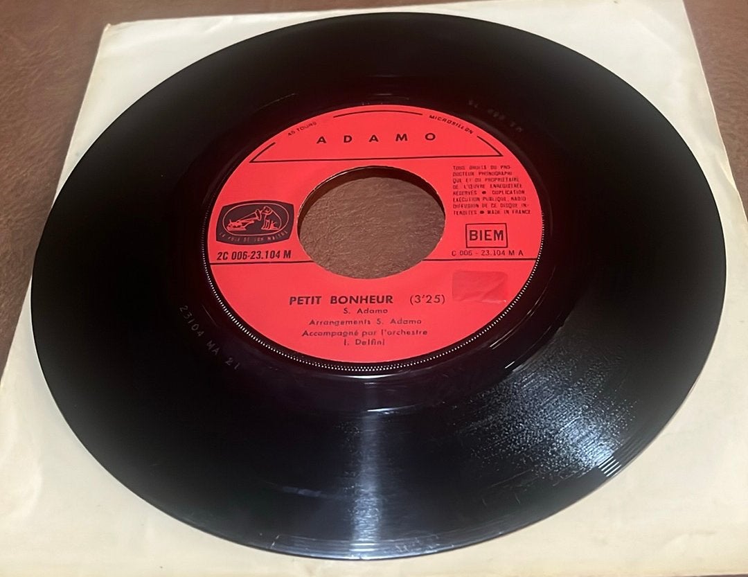 Adamo ‎– Petit Bonheur - 7” vinyl single - FR, Enlèvement ou Envoi, Utilisé, Single