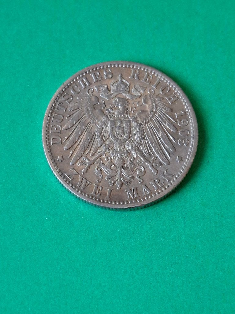 1903 Allemagne Wurtemberg 2 marks en argent Wilhelm II, Envoi, Allemagne, Monnaie en vrac, Argent