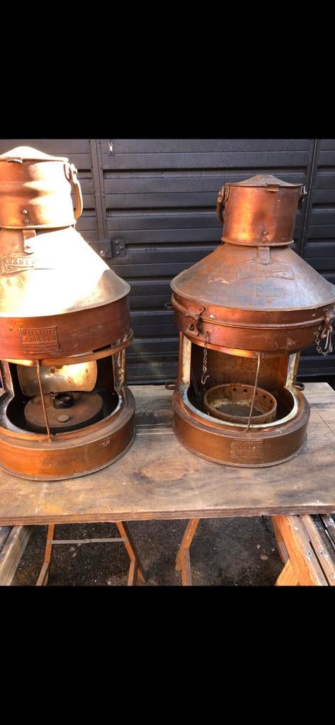 Oude scheepslampen 2 stuks, Antiek en Kunst, Ophalen