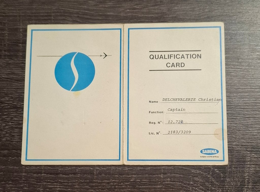 Sabena Qualification Card Captain + poststuk/brief, Verzamelen, Ophalen, Gebruikt