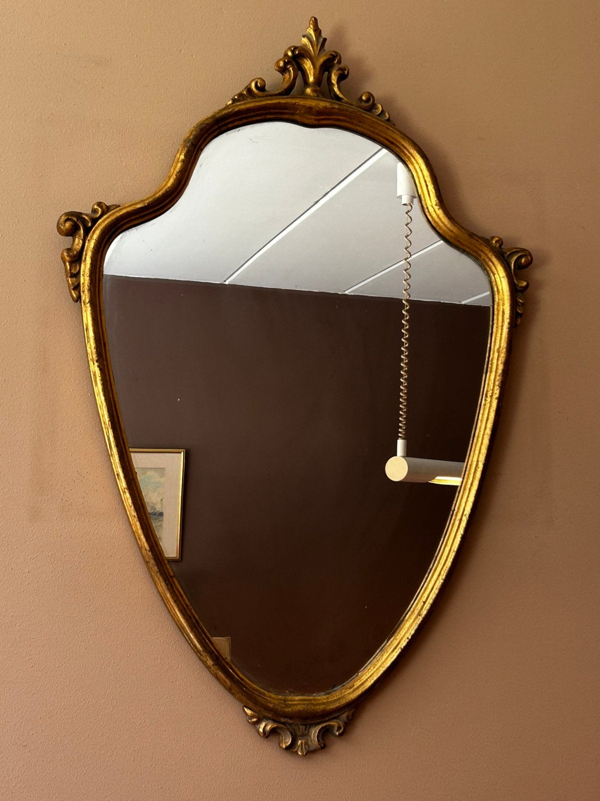 Prachtige gouden rococo spiegel – decoratief & elegant, Ophalen, Ovaal, 50 tot 100 cm, Minder dan 100 cm