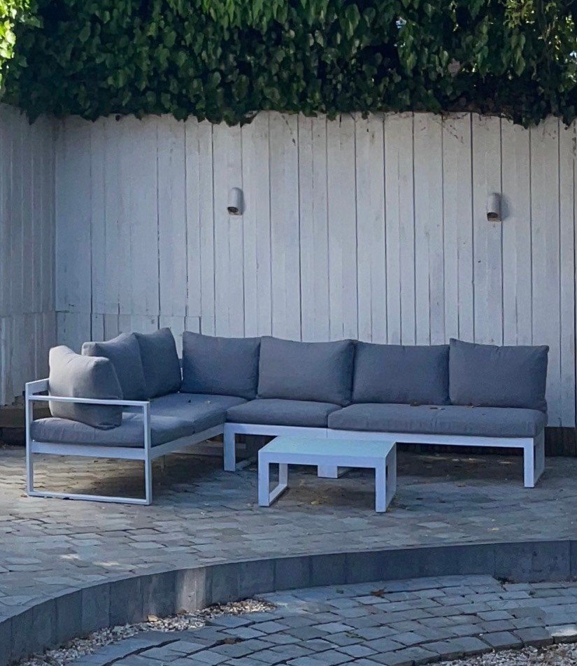 Lounge Caldela Vinci, chaise et table d'appoint inclus, Jardin & Terrasse, Ensembles de jardin, Banque, Aluminium, Enlèvement