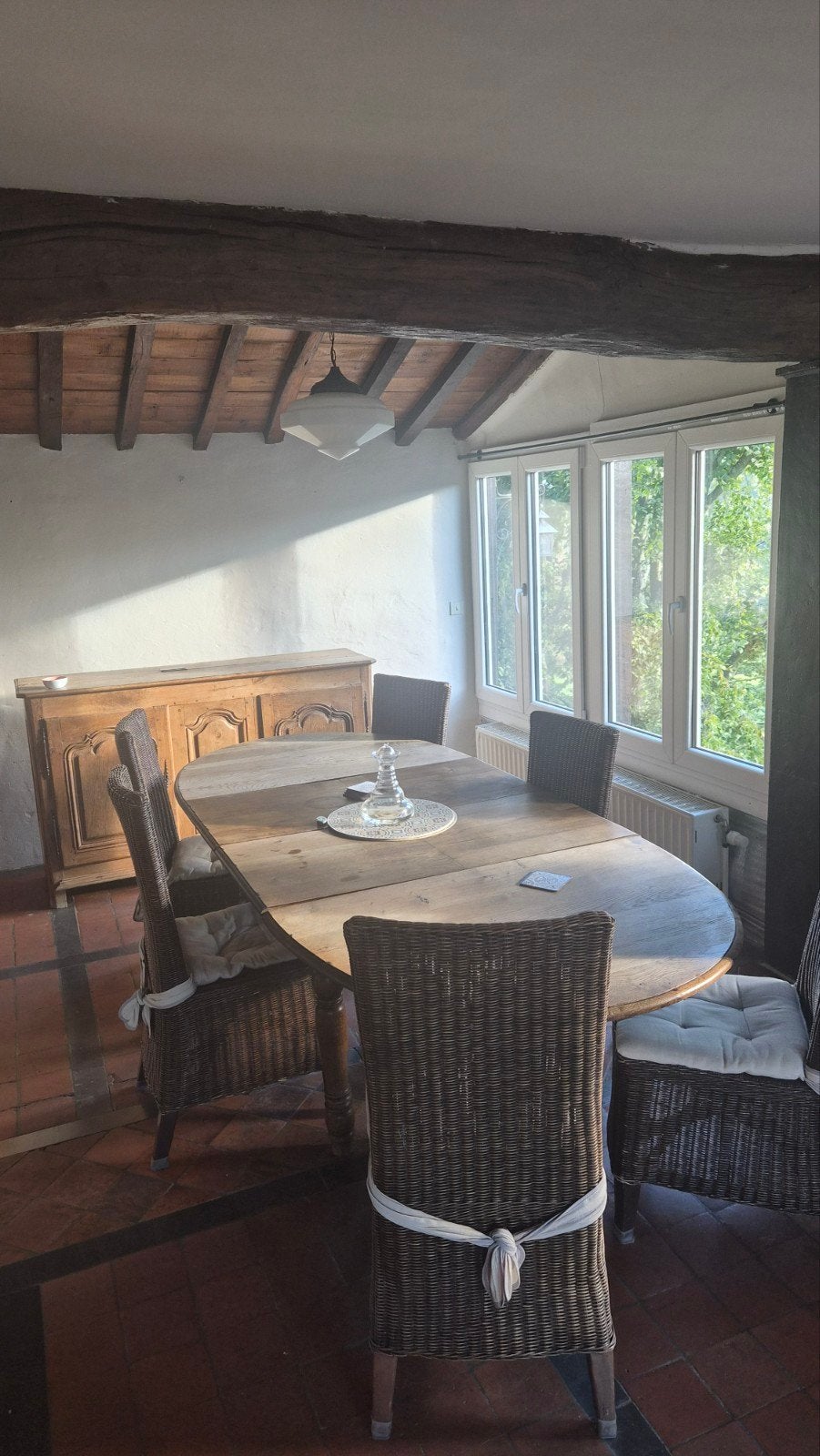 salle a manger : table avec allonge + 6 chaises + bahut, Enlèvement, Utilisé