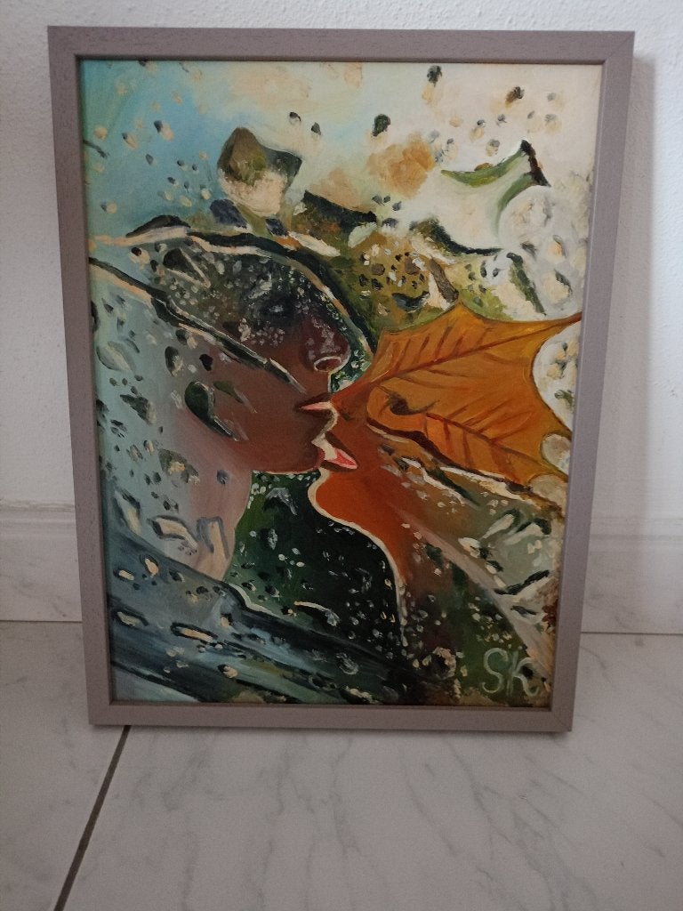 Peinture à l'huile unique « Autumn Kiss » — 30x40 cm, Antiquités & Art, Art | Peinture | Abstraite, Enlèvement