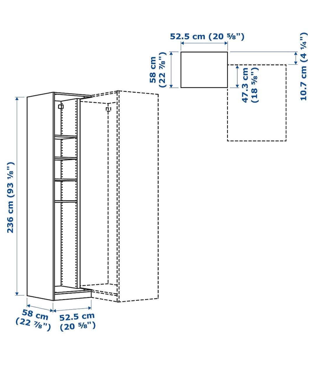 IKEA PAX hoekkast met legplank (zie afmetingen), Ophalen, Gebruikt
