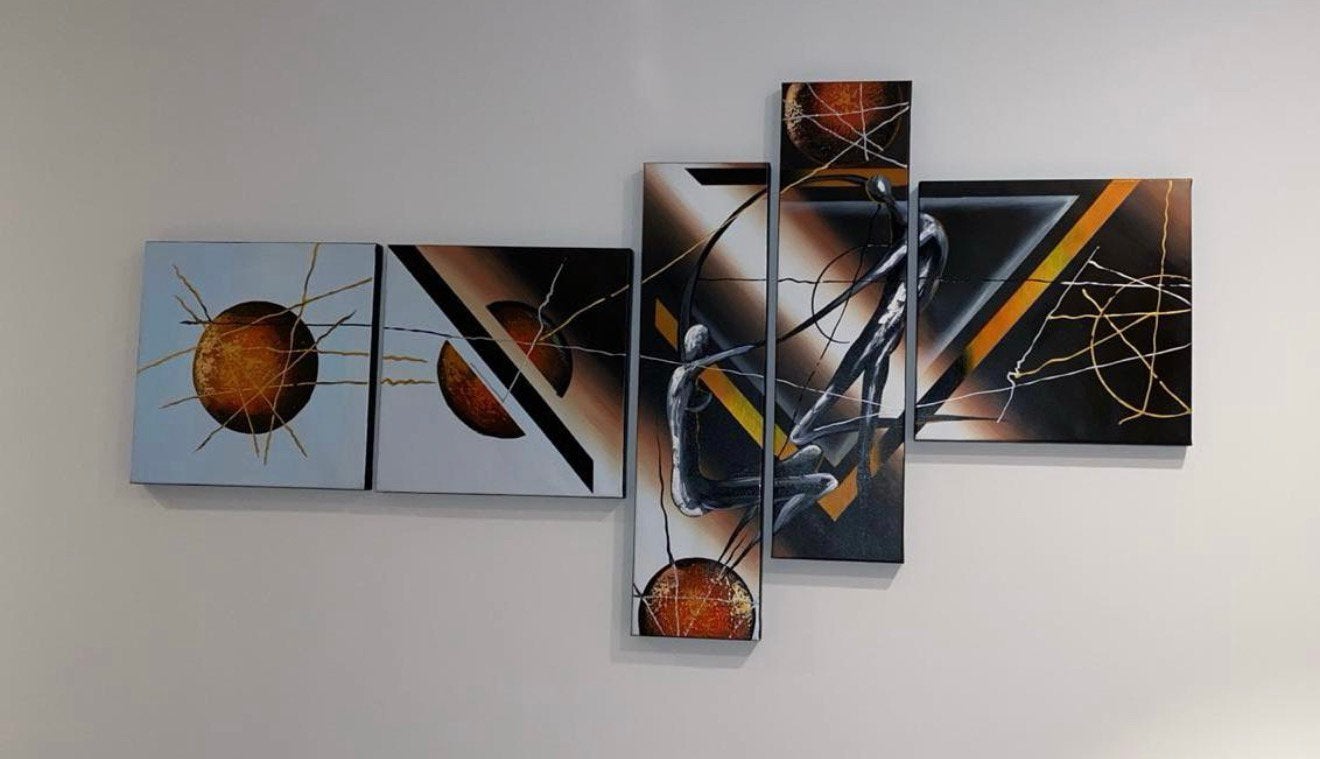 Groot modern abstract schilderij – meerdelig – als nieuw, Antiek en Kunst, Kunst | Schilderijen | Modern, Ophalen
