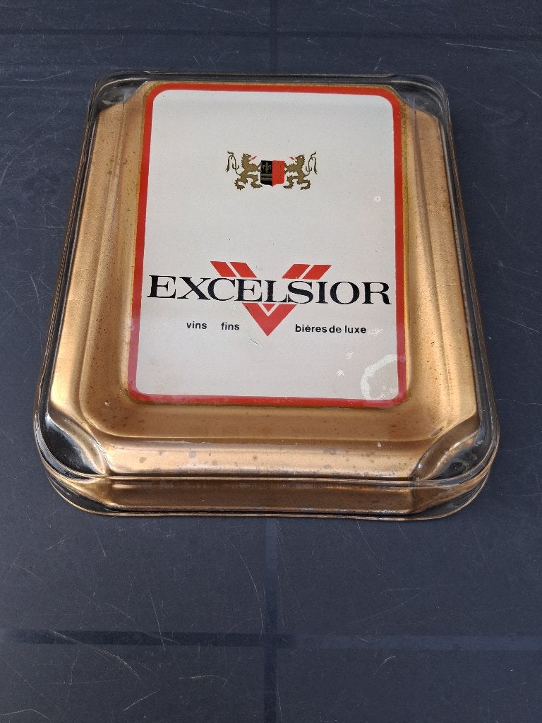 ancien bol à billets en verre BEER EXCELSIOR, Enlèvement ou Envoi, Comme neuf, Panneau publicitaire