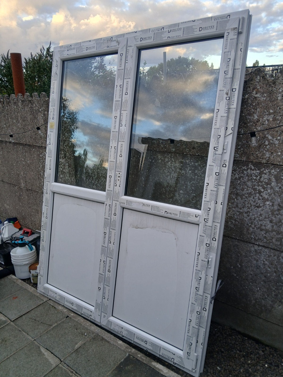 Deur / Raam PVC Wit 205 x 154 cm, Nieuw, 120 tot 160 cm, Dubbelglas, Gevelraam of Ruit