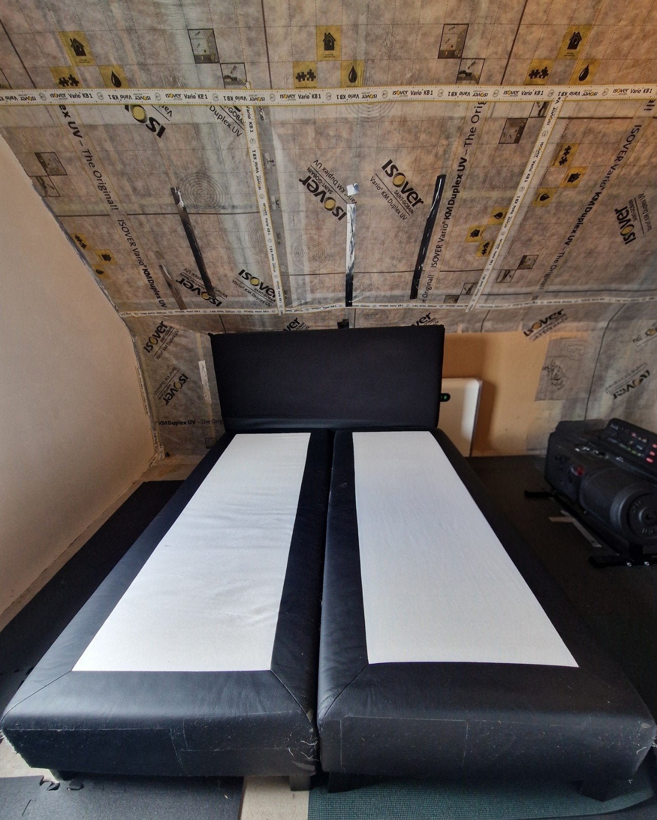 Tweepersoons boxspring DEBA 160 x 200 cm, Ophalen, Gebruikt, Zwart, Tweepersoons