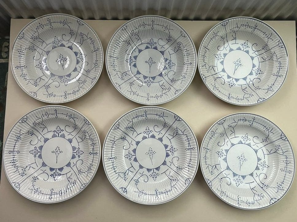 6 vintage diepe borden / soepborden Boch Copenhague, Antiek en Kunst, Ophalen of Verzenden