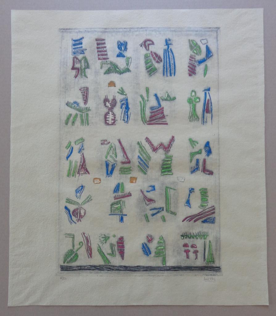 LOUTTRE B. / SANS TITRE / KLEURETS + RELIEF / 56x48cm / SIG, Antiquités & Art, Art | Lithographies & Sérigraphies, Signé, Enlèvement ou Envoi