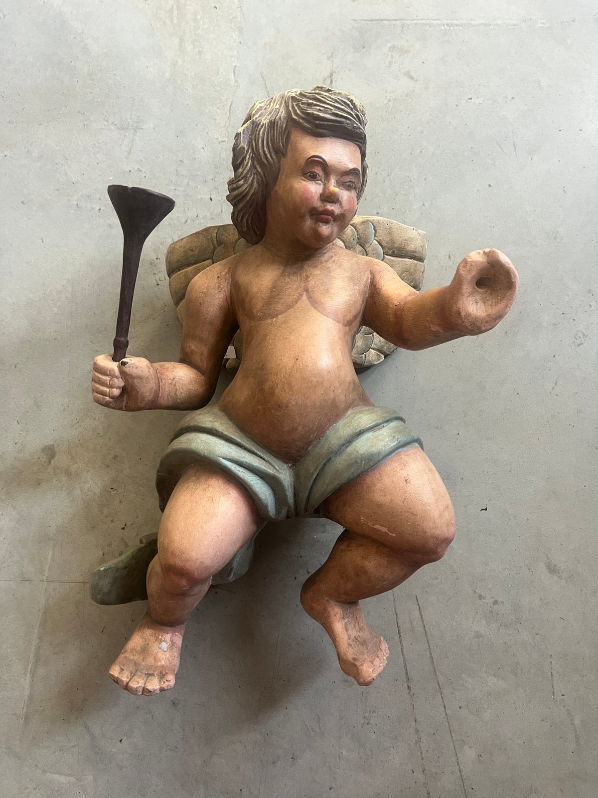 Prachtig antieke engel in hout, Antiek en Kunst, Ophalen of Verzenden