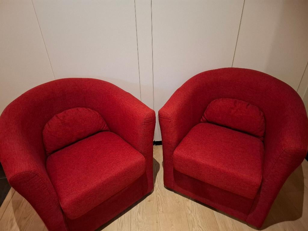 Design club zetel  rood, Ophalen, Eenpersoons, Minder dan 75 cm, Design
