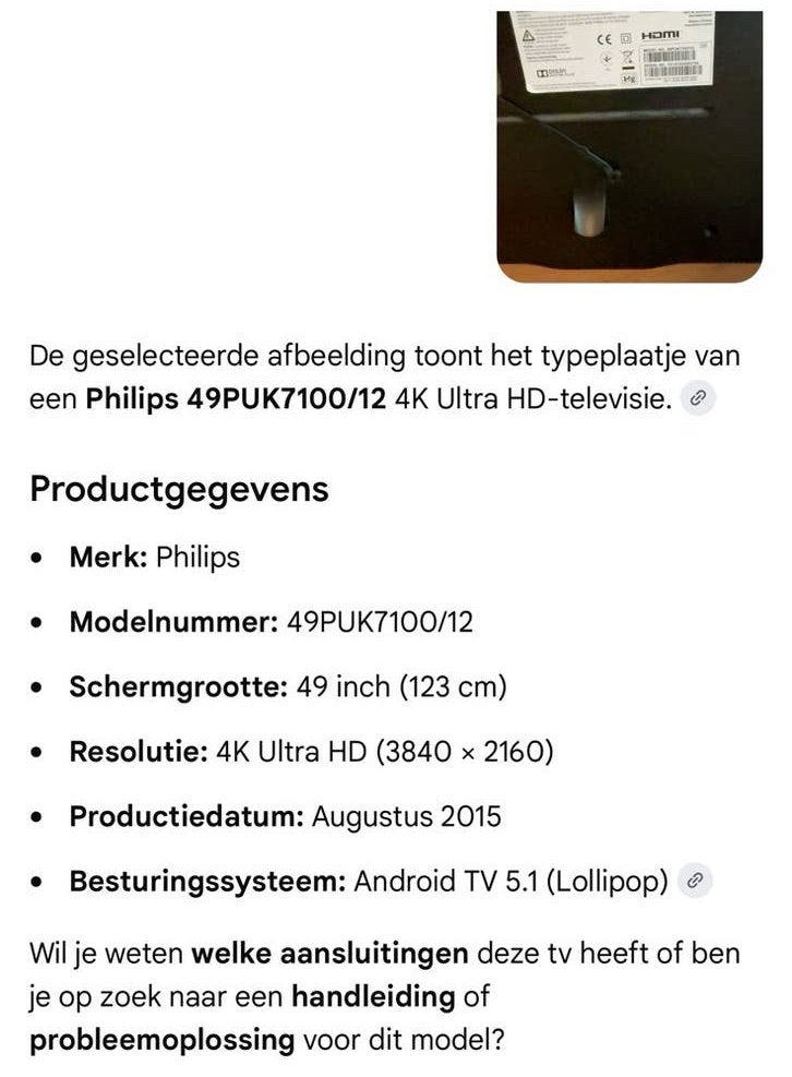 Tv 4 k, Audio, Tv en Foto, Ophalen, Philips, Gebruikt, 100 cm of meer