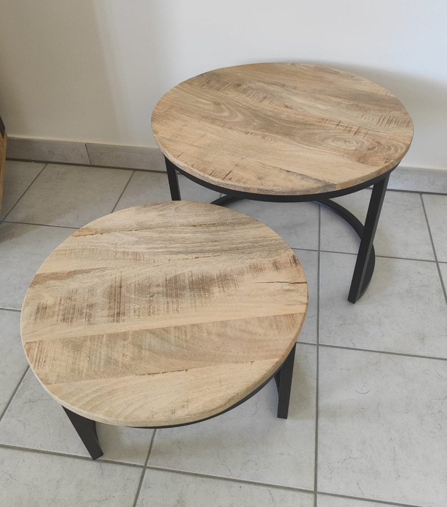 2 bijzettafeltjes, 55 à 75 cm, Rond, Comme neuf, Enlèvement