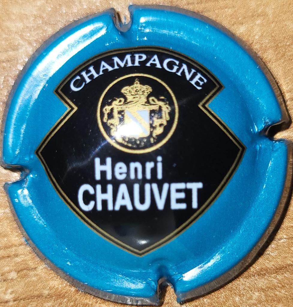 Capsule Champagne Henri CHAUVET turquoise & noir nr.14, Ophalen of Verzenden, Nieuw, Frankrijk, Champagne