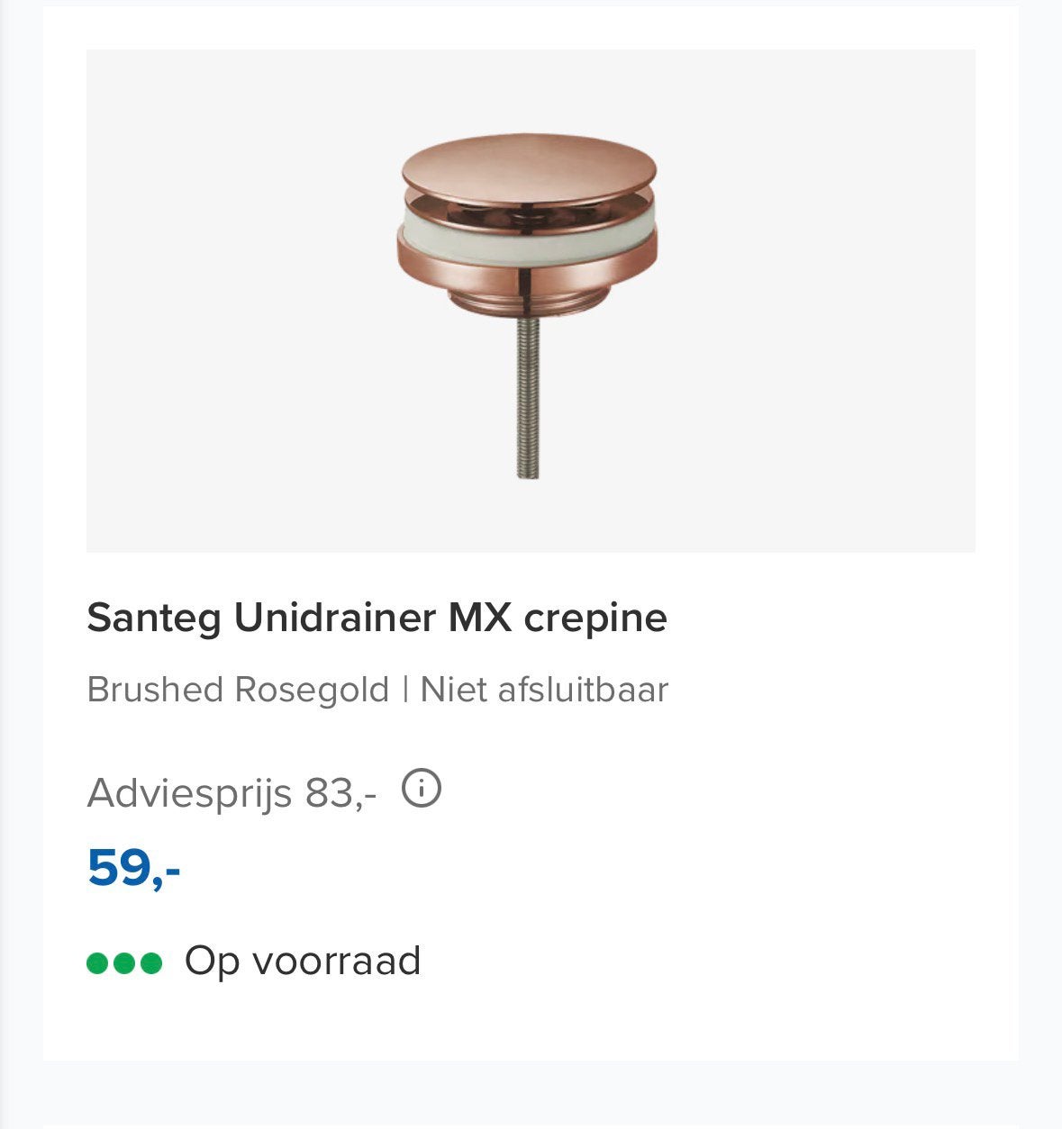 Afvoerplug voor wastafel, Ophalen, Nieuw, Afvoer