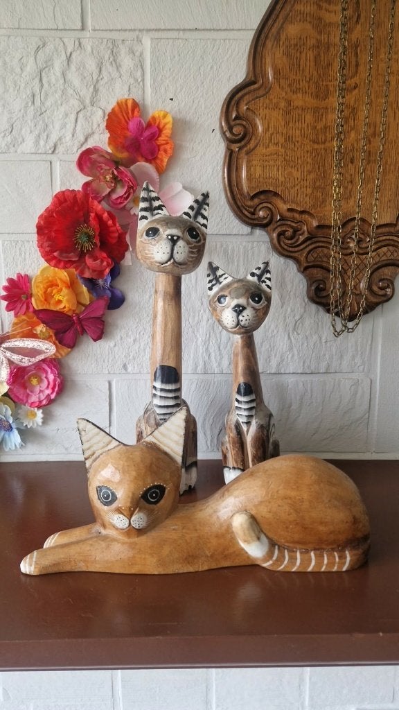 decoratie houten katten, Ophalen