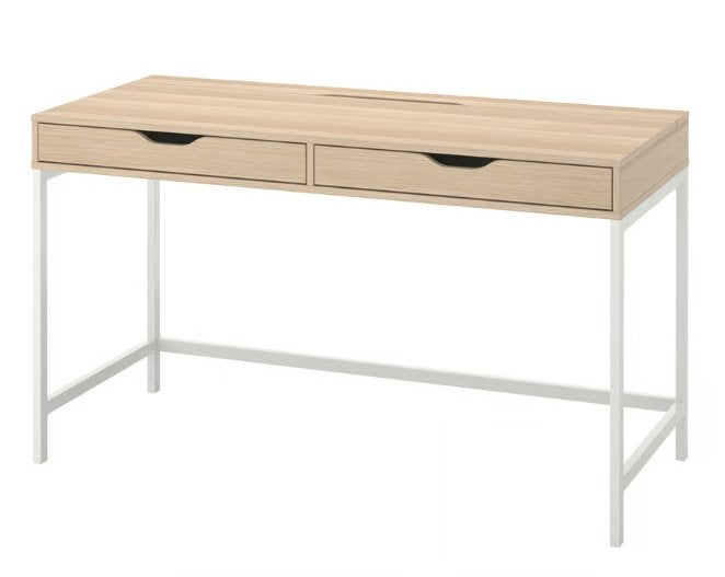 ALEX Bureau, wit geglazuurd/eikenpatroon, Ophalen, Gebruikt, Bureau