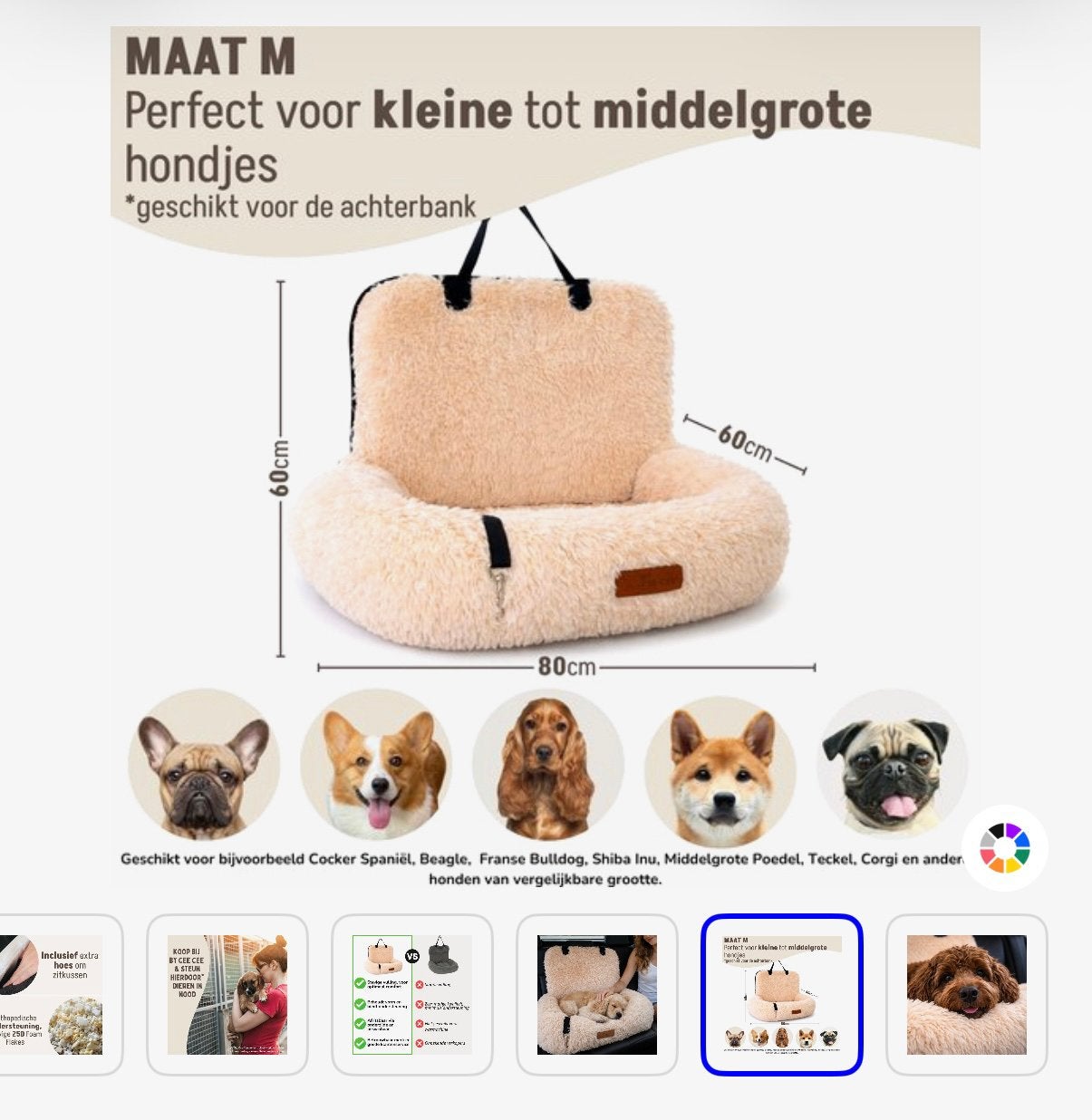 Hondenmandje voor in de auto, Ophalen, Zo goed als nieuw