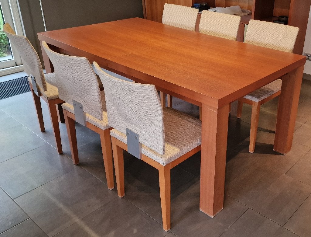 Nespoli uitschuifbare eettafel kersfineer — tot 250 cm, Huis en Inrichting, Tafels | Eettafels, Ophalen, Gebruikt, 100 tot 150 cm