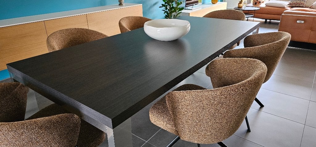 Eetkamertafel massief eikenhout 220 x 100, Huis en Inrichting, Ophalen, 100 tot 150 cm, Eikenhout, 200 cm of meer