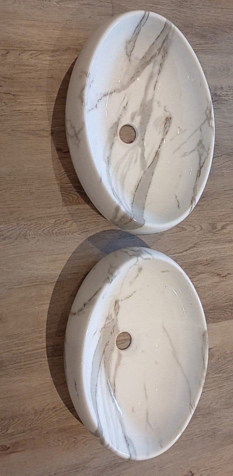Set van 2 marmer opzetwasbakken, Ophalen