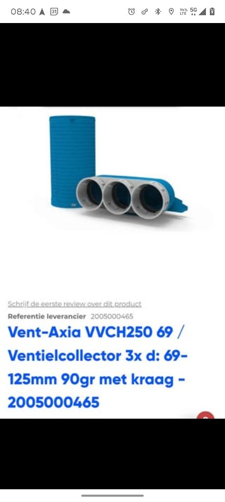 Vent-axia vvch 250 69 ventielcollector, Ophalen of Verzenden, Nieuw, Afzuiger