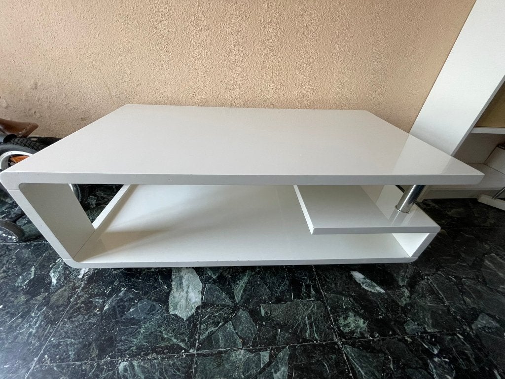 Salontafel wit in hoogglans, Ophalen, 100 tot 150 cm, 50 tot 100 cm, Zo goed als nieuw