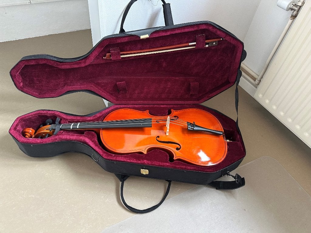 1/4-cello met koffer en strijkstok – ideaal voor beginners, Ophalen, Zo goed als nieuw, 1/4-cello, Met koffer