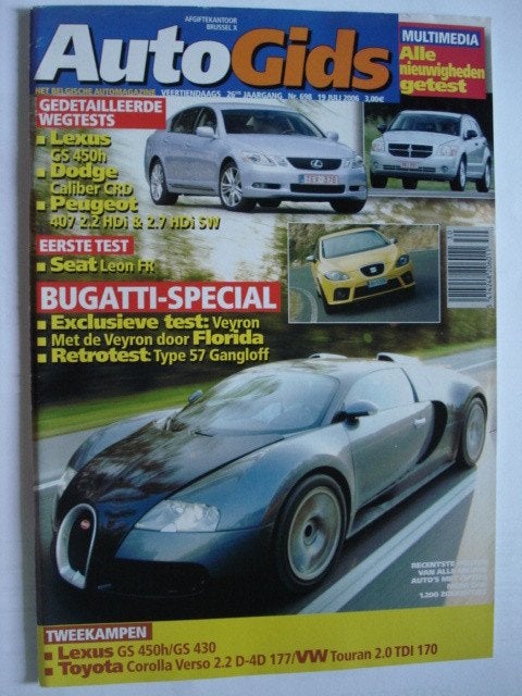 AutoGids 698 Bugatti Veyron/57 Gangloff/Dodge Caliber/Seat L, Boeken, Auto's | Folders en Tijdschriften, Gelezen, Algemeen, Verzenden