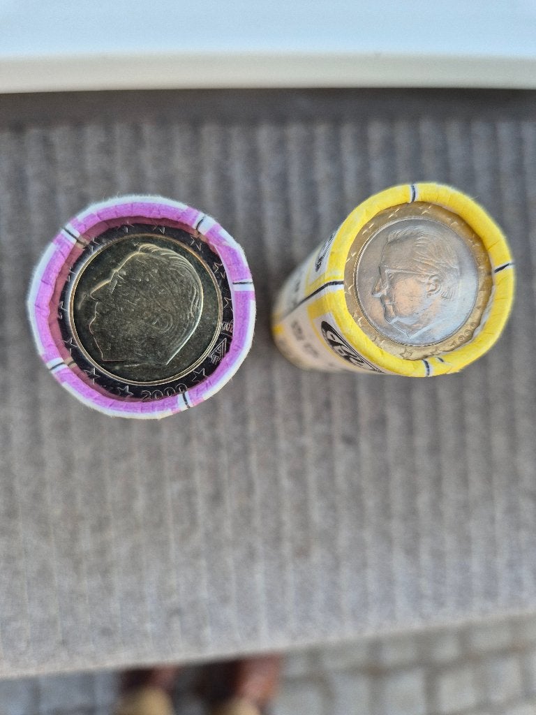 2 Originele Muntrollen 1 Euro 1999 & 2 Euro 2000, Ophalen, België, Overige waardes, Setje