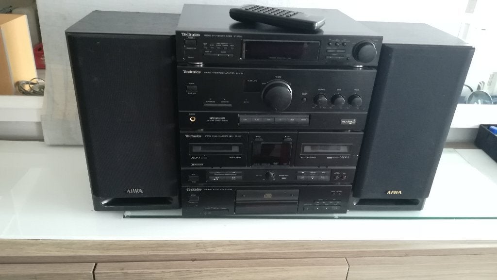 Technics stereo 230W met Aiwa 3 weg speakers, Enlèvement ou Envoi, Haut-parleurs