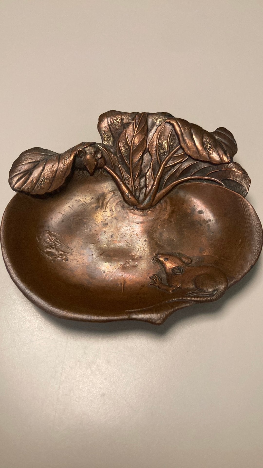 Japans brons/koper/goudinleg schaaltje Meji periode, Antiek en Kunst, Ophalen of Verzenden