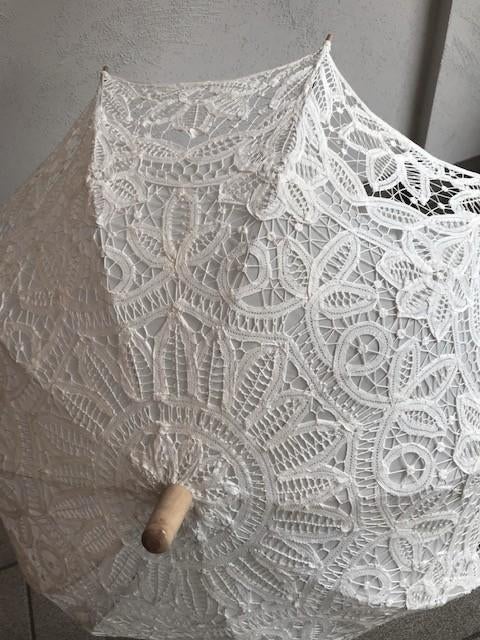 Parasol parapluie victorien mariage dentelle satin😍💑💑🤗👌, Enlèvement ou Envoi, Transparant, Comme neuf, Blanc