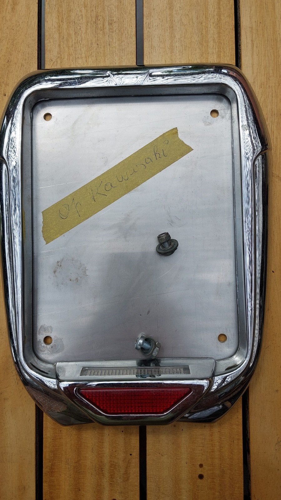 Nummerplaat houder chroom Kawasaki of Harley Davidson, Motoren, Ophalen of Verzenden, Gebruikt